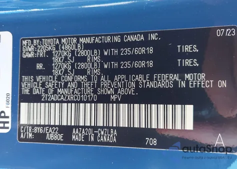 2024 Lexus Nx 250 из США, поврежденный, VIN 2T2ADCAZXRC010170